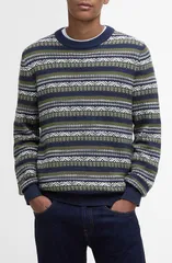 バブアー メンズ アウター パーカー・スウェット セーター Barbour Topcliffe Fair Isle Sweater Navy ネイビーのサムネイル