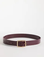 エイソス レディース アクセサリー ベルト ASOS DESIGN square buckle belt in patent Burgundy バーガンディのサムネイル