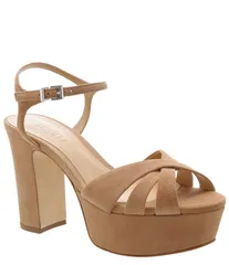 シュッツ レディース シューズ サンダル プラットフォーム スエード アンクル ヒール Schutz Keefa Suede Platform Ankle Strap Block Heel Sandals Honey Beige ベージュ
