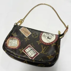 【送料無料】Louis Vuitton/ルイヴィトン/ミニポシェット/ラベルプリント/アクセソワール/モノグラム/ブラウン/中古品のサムネイル