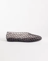 ロンドンレベル レディース シューズ パンプス London Rebel caged ballet flatsmoke jelly Black smoke ブラック