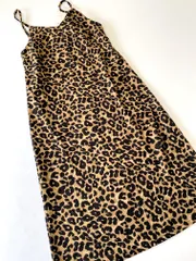 新品 MYMOOD マイムード 定価4400円 レオパード ヒョウ柄 キャミソール ワンピース sizeF/黒ｘ茶 ■◇レディース