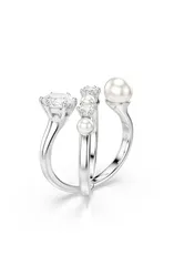スワロフスキー レディース アクセサリー 指輪 Swarovski Cubic Zirconia Glass Pearl Matrix Ring White Silver ホワイト