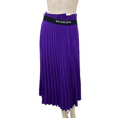 BALENCIAGA サイズ40 花柄 プリーツスカート ブルー バレンシアガ