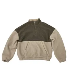 186004 現状品 ZARA ザラ ボアフリース　カンガルーポケット　カラーブロック　ボアジャケット メンズ