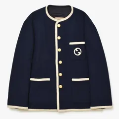 新品未使用 GUCCI グッチ ツイード ジャケット 741095 ネイビー GGロゴ サイズ50 ウール 中古 4a000344のサムネイル