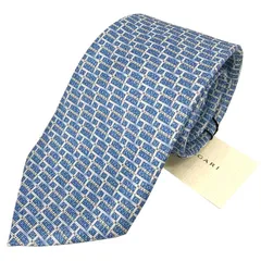 BVLGARI ブルガリ ネクタイ ストライプ セブンフォールドタイ シルク100％ ブルー メンズ 未使用 aq12852