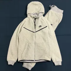◆ NIKE ナイキ セットアップ フリース パーカー ボトムス ２点セット スポーツ ジップアップジャケット アイボリー系 Mサイズ メンズ 古着