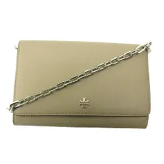 トリーバーチ TORY BURCH ウォレットショルダー バッグ 財布 レザー チェーン グレージュ 0421