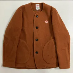 ◆ Danton ダントン ノーカラージャケット ウールモッサ アウター コート オレンジ系 サイズ38 メンズ 古着