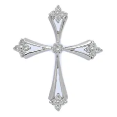 美品 0.15ct クロスモチーフ ダイヤモンド ペンダントトップ/K18WG/750-1.3g/ホワイトゴールド 【♀】【S】【レディース】★■605984【中古】
