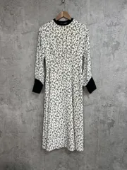 NATURAL BEAUTY BASIC ナチュラルビューティーベーシック リーフプリントバンドカラー ワンピース sizeM/アイボリー ■◇ レディース