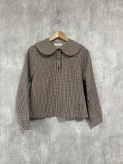 CHILD WOMAN チャイルドウーマン 千鳥柄 ビックカラー ブラウス シャツ sizeF/茶 ■◇ レディースのサムネイル