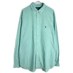 RALPH LAUREN ラルフローレン BLAKE ボタンダウン 長袖シャツ チェック グリーン(メンズ XL)中古 古着 X9790