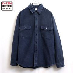 LIKE WEAR ワークシャツ 長袖 胸ポケット コットン100% ネイビーM 