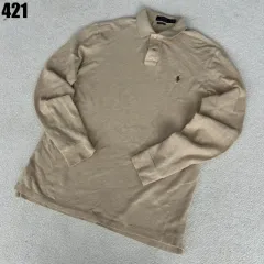 ポロラルフローレン ベージュ色 長袖 ポロTシャツ