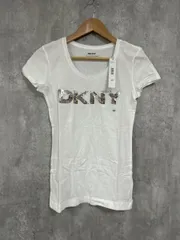美品 DKNY ダナキャランニューヨーク タグ付 スパンコール ロゴ Tシャツ sizeXS/白 ■◆ レディースのサムネイル