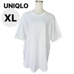 新品タグ付き　ユニクロ　スムースコットンラウンドヘムロングT　ロングTシャツ　半袖　白　ホワイト　XL　大きいサイズレディース