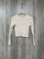 ZARA ザラ リブニット カーディガン sizeM/ベージュ ■◇ レディース