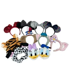 186001 現状品 Disney ディズニー カチューシャ 耳付きヘアバンド ポーチ ミニー ドナルド ダッフィーフレンズ 12点まとめ売り