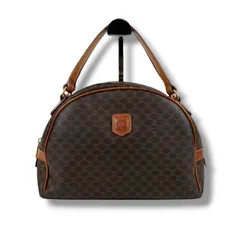 セリーヌ　CELINE マカダム柄　ハンドバッグ　ミニトートバッグ　ドーム型　ブラウン　PVCレザー