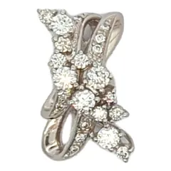 美品 0.87ct ダイヤモンド リボンモチーフ ペンダントトップ Pt900-5.6g プラチナ 1点モノ 【♀】【S】【レディース】★■610748【中古】