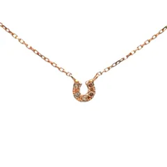 0.01ct シンプル ホースシュー 馬蹄  5粒 ダイヤモンド ネックレス ペンダント K10PG/416-0.5g ピンクゴールド 新品磨き済み 【♀】【S】【レディース】★■609947【中古】