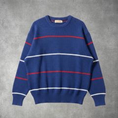 古着 人気ブランド J.CREW コットンニット ツートンカラー 紺赤 L 