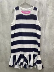 JUNYA WATANABE MAN ジュンヤワタナベ マン コムデギャルソン ボーダー フリル ノースリーブ ワンピース sizeS/白ｘ紺 ■◆ レディース