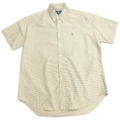 RALPH LAUREN ラルフローレン BLAKE ボタンダウン 半袖シャツ チェック イエロー(メンズ L)中古 古着 X9791