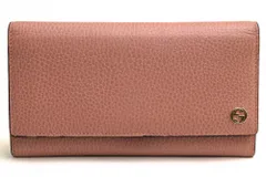 グッチ／GUCCI 長財布 財布 ウォレット レディース 女性 女性用レザー 革 本革 ピンク  449279 インターロッキング コンチネンタル チェルシー 小銭入れあり 二つ折り シボ革 シュリンクレザー