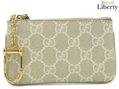 【未使用】グッチ GUCCI オフィディア GGスプリーム キーケース キーリング付き コインケース 小銭入れ コンパクト財布 ベージュ PVC レザー 772321
