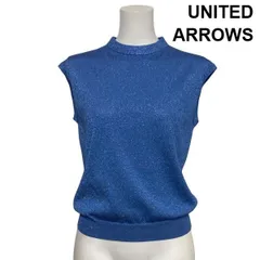 ◇ ユナイテッドアローズ UNITED ARROWS ニットベスト サマーニット ノースリーブ モックネック ラメ コットン混 M 9号 レディース S6D529のサムネイル
