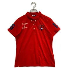 中古 レディース フィラゴルフ FILA GOLF 半袖ポロシャツ LL 赤 レッド ボタンダウン