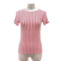 ザラ トラファルック ZARA Trafaluc Tシャツ カットソー クルーネック ストライプ 半袖 S 赤 レッド 白 ホワイト /MS
