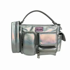 アナスイ ANNA SUI NYC マルチポケットチビバッグ 2WAY ショルダーバッグ シルバーカラー