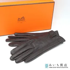 HERMES エルメス Hステッチ グローブ 手袋 レザー ブラック 黒 サイズ8 レディース H23820のサムネイル