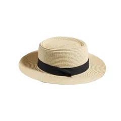 帽子 レディース 夏 ストローハット フレンチ レトロ 日よけ 平らなトップ サンハット