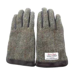 ハリスツイード Harris Tweed 美品 手袋 ヘリボーン レザー 茶色 ブラウン /MGのサムネイル