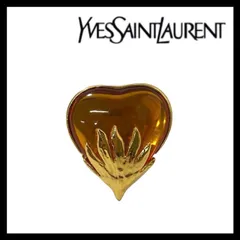 【YVES SAINT LAURENT】ハート イヤリング 片耳のみ ゴールド/金カラー オレンジ YSL/イヴサンローラン (MM-719)