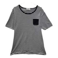 BACK NUMBER ストライプ ポケット 半袖 Tシャツ L