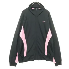NIKE ナイキ スウッシュ 長袖 トラックジャケット XL ブラック ジャージ ピンク レディース 古着