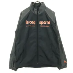 le coq sportif ルコックスポルティフ プリントロゴ バイカラー 長袖 ハイネック ジップジャケット M ブラック レディース 古着