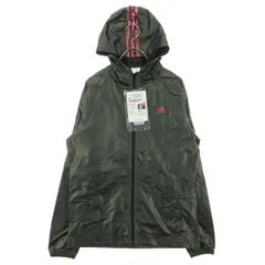 未使用 adidas アディダス ワンポイントロゴ バイカラー 長袖 ジップ ナイロンジャケット L ブラック フーディー レディース 古着