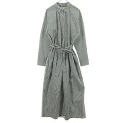 美品 ZARA ザラ ギンガムチェック柄 長袖 ロング シャツワンピース XS ブラック系 レディース 古着