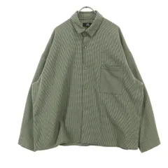 美品 HARE ハレ 日本製 千鳥格子柄 長袖 シャツジャケット S グリーン系 ビッグサイズ メンズ 古着のサムネイル