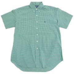 超美品】ラルフローレン 半袖シャツ ボタンダウン チェック 緑 M XL