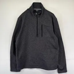 古着 エディー・バウアー Eddie Bauer フリース ニット ハーフジップ プルオーバー アウトドア ワンポイントロゴ L  グレー系 メンズ