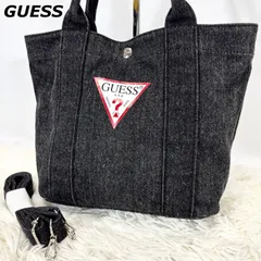 【美品】ゲス GUESS 2WAY トートバッグ 手持ち 手提げ クロスボディー デニム生地 ショルダーストラップ未使用