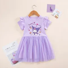 クロミちゃん マイメロディ 子供服 ワンピース サンリオ 女の子 プリンセスドレス 100cm-140cm ピンク パープル ブルー 3色 かわいい パーティー  プリンセスファッション キューティー 春 夏 秋